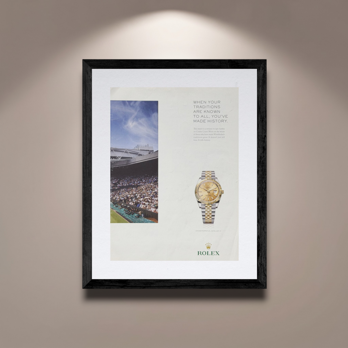 Rolex Oyster Perpetual Datejust 41 Wimbledon Centre Court Orijinal Dönem Reklamıdır (Sonradan Baskı Değildir)