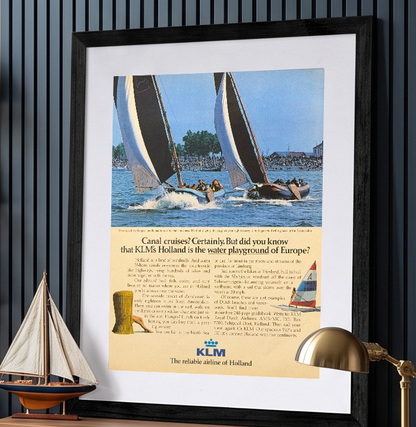 KLM “Holland Is the Water Playground of Europe” Orijinal Dönem Reklamıdır (Sonradan Baskı Değildir)